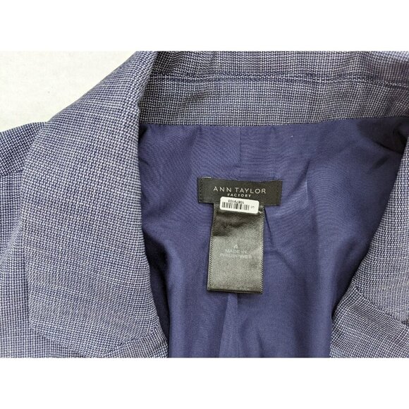 Ann Taylor Factory Women's Blazer Size 4 Blue One-Button Suit Jacket Career - Picture 3 of 10